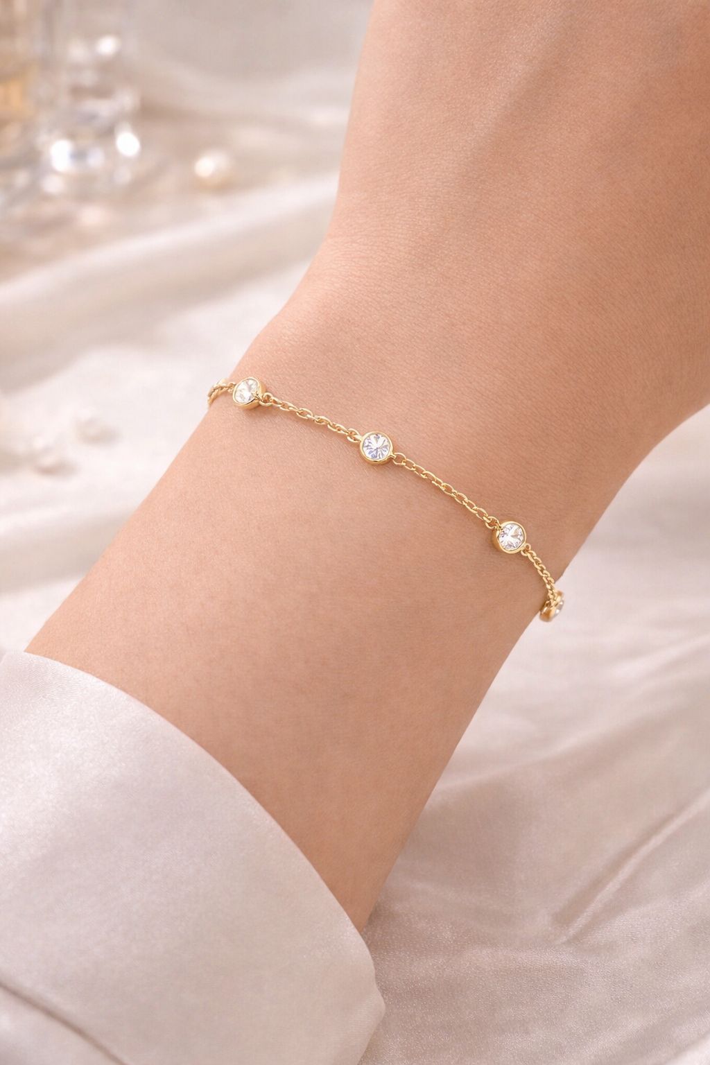 14K Gold Plated Beaded Bracelet for Women | Stackable Gold Bead Bracelet | Adjustable Dainty Gold Jewelry