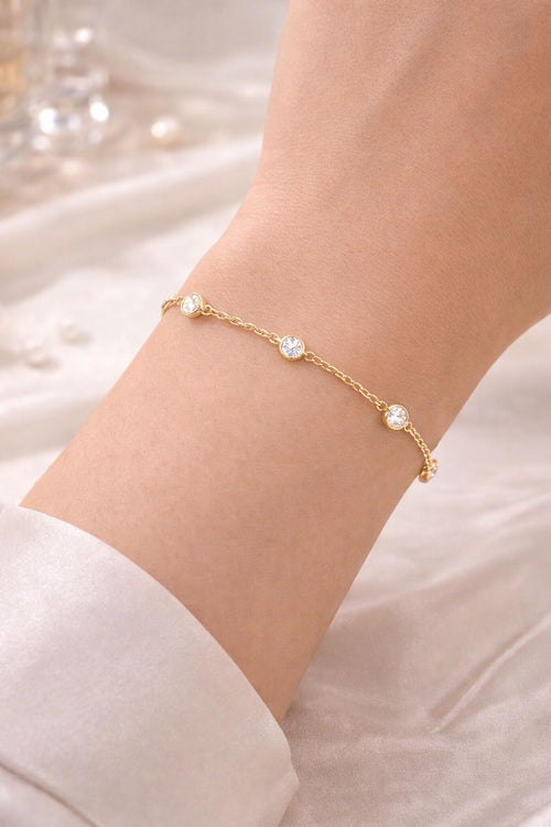 14K Gold Plated Beaded Bracelet for Women | Stackable Gold Bead Bracelet | Adjustable Dainty Gold Jewelry